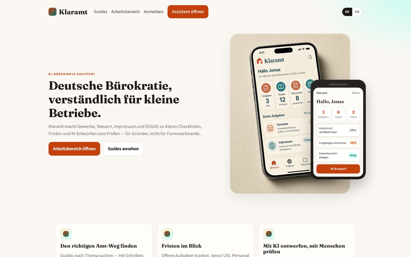 Klaramt product screenshot